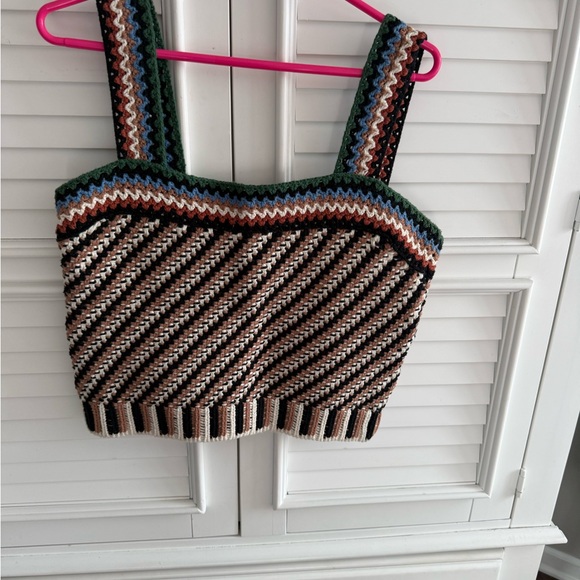 Veronica Beard Womens Livina Knit Cotton Crop Tank Top Brown Medium - Picture 12 of 13